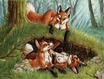  breasts canine female fox furoticon grass lying mammal nipples nude on_back scenery silentravyn smile tree wood 