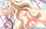  blonde_hair censored eyes_closed hair_ornament long_hair minasuki_ren naisho_no_naisho! no_panties open_mouth 