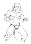  anthro biceps boots bracelet clothed clothing feline flexing footwear fur half-dressed jewelry lion male mammal mane muscles pecs pose shoes solo speedo standing swimsuit topless underwear unknown_artist 