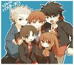  4boys bad_id bad_pixiv_id black_hair brown_eyes brown_hair green_eyes headband inohara_masato little_busters! long_hair miyazawa_kengo multiple_boys naoe_riki natsume_kyousuke natsume_rin niwashigu_(mmttmm) school_uniform short_hair silver_hair 