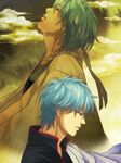  blue_hair dainagon1 dual_persona gintama headband japanese_clothes joui male_focus multiple_boys sakata_gintoki 