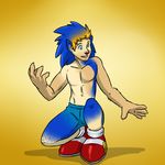  hedgehog human male mammal sega smile solo sonic_(series) sonic_the_hedgehog transformation 