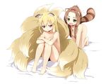  2girls animal_ears foxgirl naraba_yueni nude original tail 