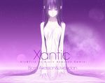  clothes_grab copyright_request crying dress expressionless highres long_hair looking_down purple_eyes purple_hair senmu solo star sundress very_long_hair water 