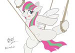  blue_eyes blush bound cum cutie_mark equine female feral flexible friendship_is_magic hair horse looking_at_viewer mammal my_little_pony nipples pegasus pony pussy pussy_juice raised_leg revenfox rope solo spread_legs spreading teats two_tone_hair wings 