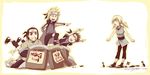  1girl 4boys black_hair blonde_hair brown_hair hokage mike_nesbitt multiple_boys namikaze_minato naruto pointing sarutobi_hiruzen senju_hashirama senju_tobirama tongue tsunade young younger 