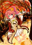  1girl alfa_system breasts coat forest green_eyes hairband kanonno_grassvalley leaf leaves long_hair nature pink_hair ribbon skirt smile tales_of_(series) tales_of_the_world_radiant_mythology_3 water 