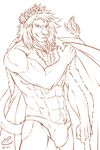  anthro biceps briefs bulge cape chest_tuft crown feline flexing fur lion looking_at_viewer male mammal muscles pecs pose sketch solo topless tuft underwear unknown_artist 