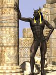  abs anthro anubian_jackal anubis balls biceps brown_body canine cgi deity egyptian flaccid fur jackal looking_at_viewer male mammal michael4 muscles nipples nude pecs penis pose solo source_request wookiee_(artist) 