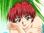  1girl doushin komiya_haruto looking_at_viewer red_eyes red_hair short_hair smile solo suruga_maki 