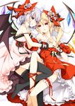  artist_name bare_shoulders black_legwear blonde_hair blue_hair blush bow detached_sleeves dress flandre_scarlet garters hair_bow hair_ribbon hand_on_another's_cheek hand_on_another's_face highres lace lace-trimmed_thighhighs leg_between_thighs leg_ribbon lips lying multiple_girls on_back on_side parted_lips pointy_ears red_eyes reina_(black_spider) remilia_scarlet ribbon short_hair siblings sisters strap_slip thighhighs touhou wings wrist_cuffs wrist_ribbon yuri 