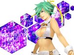  aquarion_(series) aquarion_evol areno bad_id bad_pixiv_id bare_shoulders blue_eyes breasts cleavage cleavage_cutout green_hair hair_ribbon large_breasts midriff navel ribbon short_hair short_shorts shorts smile solo wrist_cuffs zessica_wong 