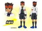  armband brown_hair character_name character_sheet endou_mamoru gloves goalkeeper headband inazuma_eleven_(series) inazuma_eleven_go inazuma_eleven_go_vs_danball_senki_w inazuma_legend_japan lowres male_focus official_art short_hair shorts soccer_uniform sportswear standing transparent_background 