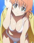  bikini blush breasts cleavage genderswap genderswap_(mtf) medium_breasts non-web_source orange_hair screencap short_hair smile stitched swimsuit third-party_edit to_love-ru yuusaki_riko 