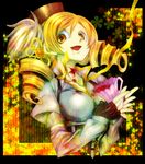  bad_id bad_pixiv_id beret blonde_hair blood cup detached_sleeves drill_hair fingerless_gloves flower gloves hair_ornament hat looking_at_viewer magical_girl mahou_shoujo_madoka_magica ninomae solo teacup tomoe_mami twin_drills twintails yellow_eyes 