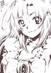  breasts cleavage cure_sunny dated hino_akane_(smile_precure!) inoue_sora long_hair magical_girl medium_breasts monochrome precure princess_form_(smile_precure!) signature smile smile_precure! solo translated 