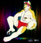  collaboration color dog gucci gucciipod headphones husky lounging male mammal music paws recca solo trunks trunks_(clothing) underwear wolfblade wuffamute 