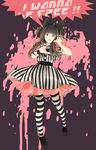  :o bad_id bad_pixiv_id bangs black_footwear black_hair black_nails blunt_bangs bracelet brown_eyes claw_pose dress english fashion_monster frilled_sleeves frills full_body highres jewelry kyary_pamyu_pamyu long_hair looking_at_viewer nail_polish shoes solo striped striped_legwear thighhighs two_side_up upper_teeth vertical-striped_dress vertical_stripes yoshito 