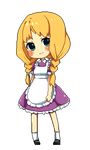  animated animated_gif apron aya_(terrainakka) bleeding blinking blonde_hair blood braid full_body green green_eyes grin hair_over_shoulder lowres majo_no_ie smile solo transparent_background twin_braids viola_(majo_no_ie) 