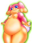  big_ears big_thighs blue_eyes blush breasts chubby female fluffy_tail looking_at_viewer nintendo nude pok&#233;mon pok&eacute;mon sakanakaze smile solo standing video_games wide_hips 