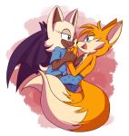  anthro blush clothing kukkiisart male miles_prower open_mouth rouge_the_bat smile sonic_(series) wings 