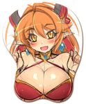  :d anneroze_siryou bad_id bad_pixiv_id bare_shoulders blush bracelet breast_mousepad breasts cleavage earrings fang horns jewelry large_breasts long_hair mel/a mousepad open_mouth orange_hair pointy_ears shingeki_no_bahamut shiny shiny_skin sketch smile solo work_in_progress yellow_eyes 
