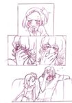  1girl :p barnaby_brooks_jr blush comic kaburagi_kaede monochrome nishida_asako side_ponytail silent_comic sketch tiger_&amp;_bunny tongue tongue_out 