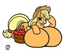  anthrofied apple applejack_(mlp) badgerben big_breasts breasts cowboy_hat equine female friendship_is_magic fruit hat horse huge_breasts hyper hyper_breasts mammal my_little_pony pony sweat 