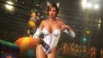  1girl 3d alternate_costume animal_ears breasts brown_hair cat_ears circus cleavage dark_skin dead_or_alive dead_or_alive_5 highres large_breasts lisa_hamilton tecmo 