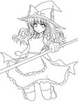  bad_id bad_pixiv_id greyscale hat kirisame_marisa lineart long_hair looking_at_viewer monochrome quro_(black_river) solo touhou witch_hat 