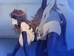  1girl all_fours bdsm blindfold bondage bound breasts brown_hair censored collar doggystyle elbow_gloves from_behind gloves gundam gundam_00 ichijiku large_breasts long_hair mobile_suit_gundam nude open_mouth penis sex slave sumeragi_lee_noriega thighhighs vaginal wavy_hair 