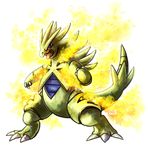  blue_eyes green_body haychel nintendo plain_background pok&#233;mon pok&eacute;mon solo tyranitar video_games white_background 