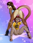  anthro bat bent_over bottomless brian_mcpherson clitoris clitoris_piercing clothed clothing duo ear_piercing female genital_piercing half-dressed mammal mustelid otter piercing pussy raised_tail spread_legs spreading tongue tongue_out 