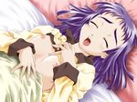  1girl bed blush eyes_closed game_cg maruto! purple_hair watashi_ni_konya_ai_ni_kite yuuki_misago 