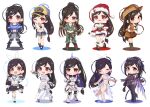  animal_ears baseball_cap bikini bikini_under_clothes black_hair bow breasts chibi chibi_only cosplay cowboy_hat crop_top fake_animal_ears fake_horns final_fantasy final_fantasy_vii final_fantasy_vii_ever_crisis hair_bow hair_bun hat highres horned_headwear horns kirin_(armor) konbu7733 large_breasts long_hair looking_at_viewer miniskirt monster_hunter_(series) official_alternate_costume official_alternate_hairstyle ponytail rabbit_ears red_eyes salamander_coral salamander_coral_(cosplay) simple_background single_hair_bun skirt swimsuit thighhighs tifa_lockhart tifa_lockhart_(amarant's_guise) tifa_lockhart_(bahamut_suit) tifa_lockhart_(bunny_bustier) tifa_lockhart_(cowgirl) tifa_lockhart_(fairy_of_the_holy_flame) tifa_lockhart_(feather_style) tifa_lockhart_(kirin_suit) tifa_lockhart_(lifeguard) tifa_lockhart_(metalfoot) tifa_lockhart_(passion_mermaid) 