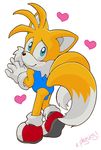  animal_ears anthro balls blue_eyes blush butt canine crossdressing cub edit embarrassed emerald-physics fox looking_at_viewer looking_back male mammal miles_prower one-piece_swimsuit plain_background pose seduction sega shy smile solo sonic_(series) swimsuit young 