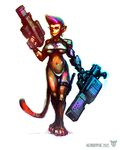  anthro breasts cat feline female future invalid_tag looking_at_viewer machine mammal mechanical neurodyne plain_background robot sci-fi scifi solo 