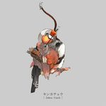  bad_id bad_pixiv_id bird bow_(weapon) ikeuchi mouth_hold no_humans original quiver simple_background solo weapon zebra_finch 