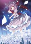  bat_wings canae0 flower hat lily_(flower) night night_sky open_mouth purple_hair red_eyes remilia_scarlet sky solo star_(sky) starry_sky touhou wings 