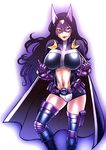  :p belt belt_pouch black_hair black_legwear boots breasts breasts_apart cape chiba_toshirou dc_comics elbow_gloves gloves halftone huntress knee_boots knee_pads large_breasts leotard long_hair looking_at_viewer mask midriff naughty_face navel_cutout outline pouch purple_eyes purple_gloves solo standing strap_pull superhero thigh_pouch thighhighs toned tongue tongue_out turtleneck utility_belt very_long_hair wavy_hair 