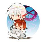  1girl accelerator albino brown_hair chain chibi closed_eyes hug last_order mami_(sweetcandy) red_eyes short_hair to_aru_majutsu_no_index white_hair 