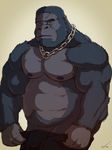  ape biceps bulge chain_necklace gorilla looking_at_viewer male musclegut muscles pecs solo taoren undressing 