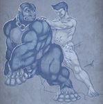  anal anal_penetration ape balls biceps big_muscles big_penis blue_eyes blue_theme chain chain_necklace chubby clenched_teeth erection eyes_closed from_behind fur gay gorilla gripping holding human interspecies male mammal masturbation modem_redpill musclegut muscles necklace nipples nude pecs penetration penis primate sex standing teeth thick_penis uncut 