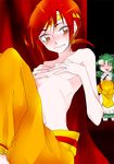  blush breasts covering covering_breasts green_hair hino_akane_(smile_precure!) maid midorikawa_nao multiple_girls open_mouth precure red_eyes red_hair short_hair small_breasts smile_precure! tima topless 