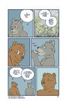  artdecade bear beverage blush camping canine comic dialog do_not_distribute english_text gay grizzly_bear male mammal outside rain tent text tree wolf wood 