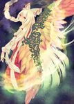  feathered_wings fujiwara_no_mokou hair_ribbon long_hair orange_eyes phoenix_wings ribbon solo touhou tress_ribbon wings yukihitsuji_(gold-wing) 