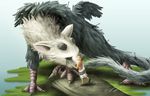  arrow child feathers griffin horns jenny_lee sandals short_hair signature tail the_boy_(the_last_guardian) the_last_guardian trico_(character) 