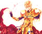  armor blazbluefairy blonde_hair earrings fate/zero fate_(series) gilgamesh highres jewelry male_focus red_eyes solo 