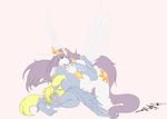  anthrofied big_breasts breasts butt crown cunnilingus cutie_mark derpy_hooves_(mlp) drooling duo equine female friendship_is_magic grey_skin hair horn horse lesbian mammal my_little_pony oral oral_sex pegasus plain_background pony princess_celestia_(mlp) princess_molestia_(mlp) pussy_juice saliva sex vaginal winged_unicorn wings 