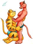  anthro assisted_exposure belt biceps big big_muscles black_fur body_markings bulge butt cat chance_furlong claws couple duo eye_contact feline flatrat from_behind fur gay grin jake_clawson kneeling love male mammal markings muscles orange_fur pec_grasp pecs penis plain_background pose red_fur side_view size_difference smile speedo standing stripes swat_kats swimsuit toe_claws topless underwear undressing white_background 